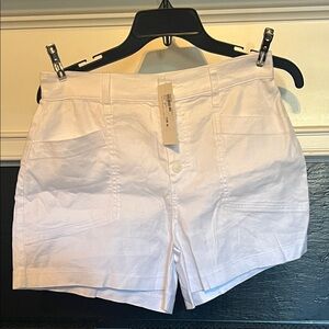 NWT Evereve Joelle Stretch Linen White Shorts Size 28